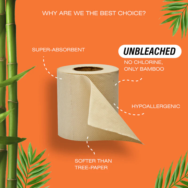 Toilet Rolls | Bamboo Tissue Rolls -Ultra Soft &amp; Absorbent - Beco - 3ply - Pack of 6 Rolls