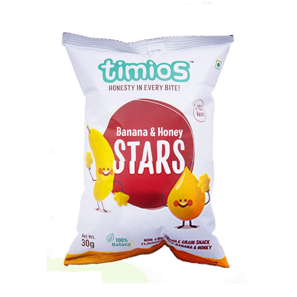 Banana &amp; Honey Stars for Kids – Low Sugar &amp;amp; Low Salt - Timios – 30gm