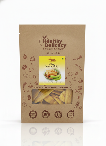 Yellow Banana Chips- Gluten Free-Zero Cholesterol - No Trans Fat - No Preservative-Healthy Delicacy-210gm