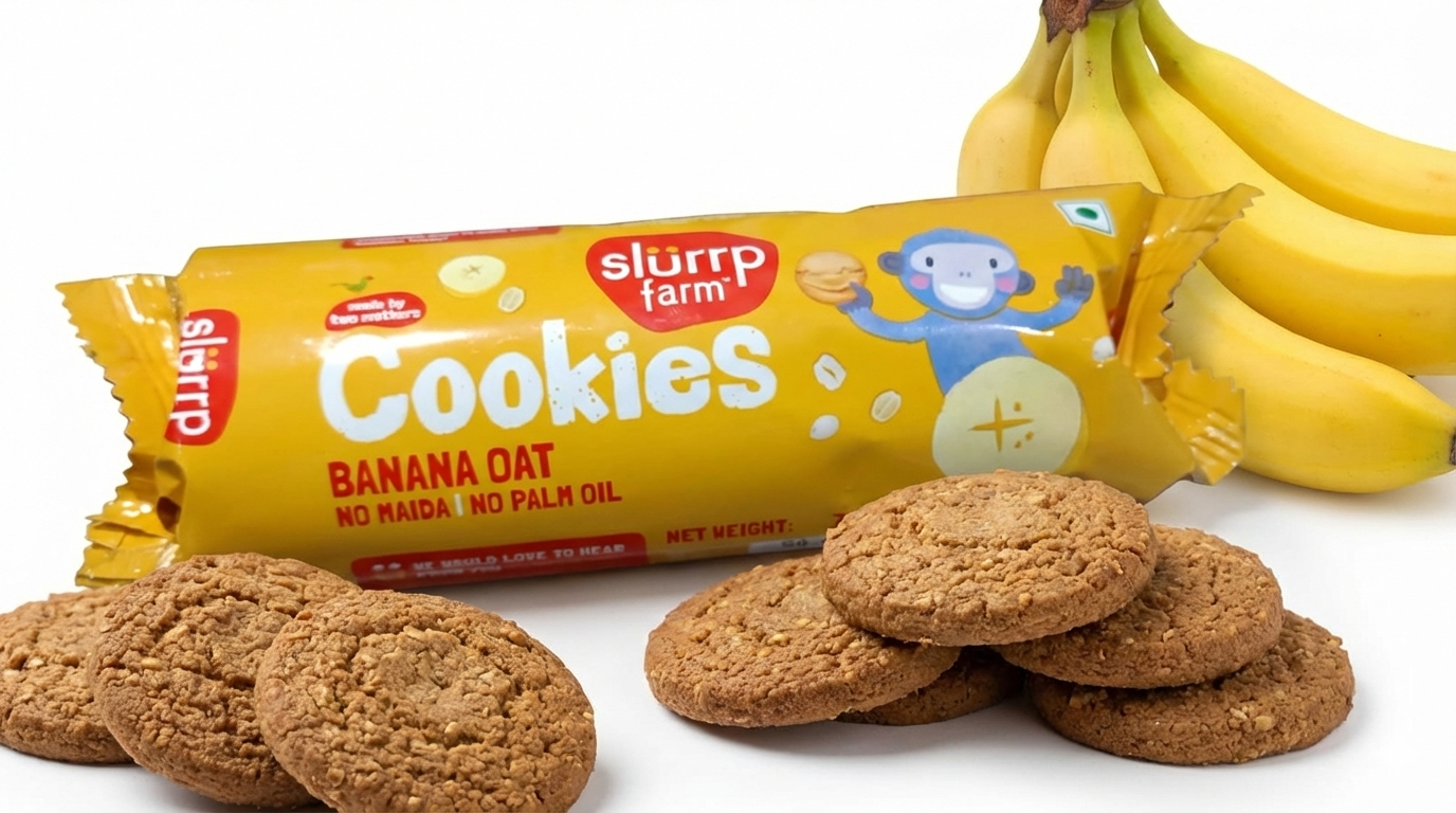Cookies | Banana Oat Cookies-No Maida &amp; No Palm Oil - Slurrp Farm - 78gm