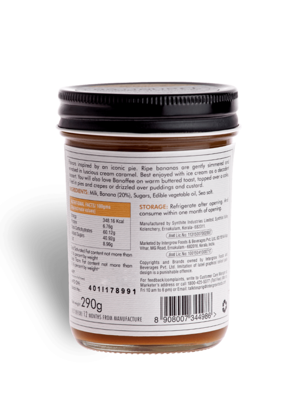 Banoffee | (Banana &amp;amp; Caramel) - Dessert Topping &amp;amp; Spread – Sprig – 290gm
