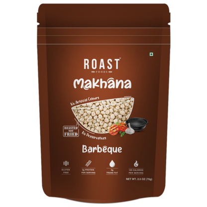 Makhana | Barbeque – 3g Protein Per Serving – Roasted – Not Fried – Gluten Free, No Added Artificial Colour, Trans Fat Free &amp; No Added Preservatives – ROAST FOODS – 70gm