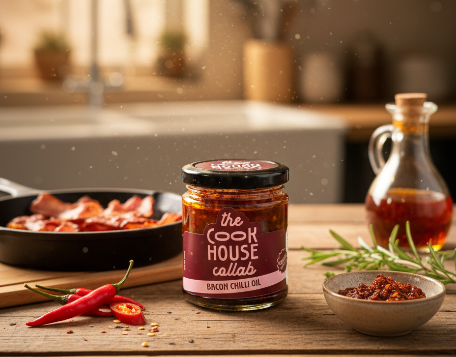 Bacon Chilli Oil | Made With Organic Ingredients - No Added Preservatives & No Additives - The Cook House Collab - 330gm
