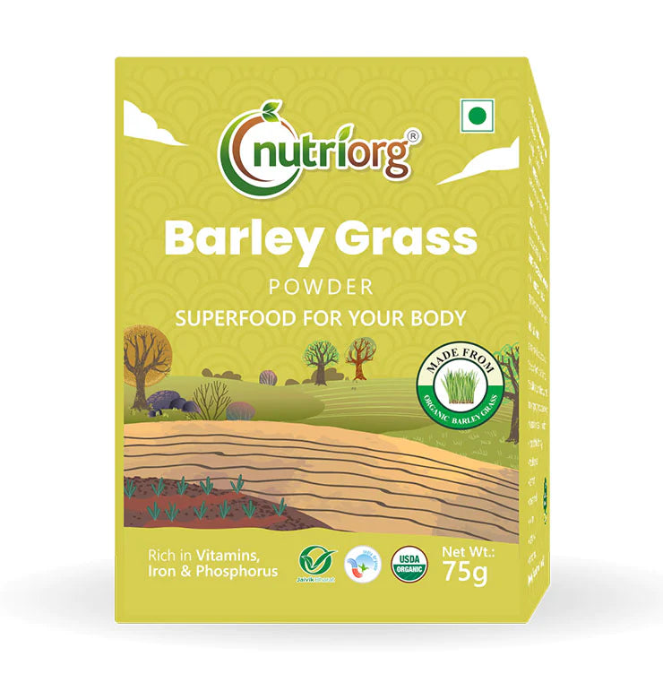 Barley Powder | USDA Organic - Rich In Vitamins, Iron &amp;amp; Phosphorus - Nutriorg - 75gm