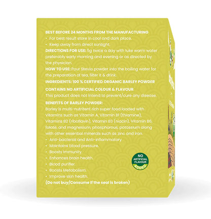 Barley Powder | USDA Organic - Rich In Vitamins, Iron &amp;amp; Phosphorus - Nutriorg - 75gm