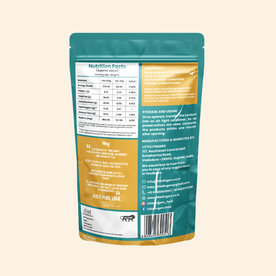 Puffs | Barnyard Crunch Puffs -Roasted Using Olive Oil – Gluten Free-  No Added Preservatives ,No Palm Oil, Refined Sugar –Little Fingers– 100gm
