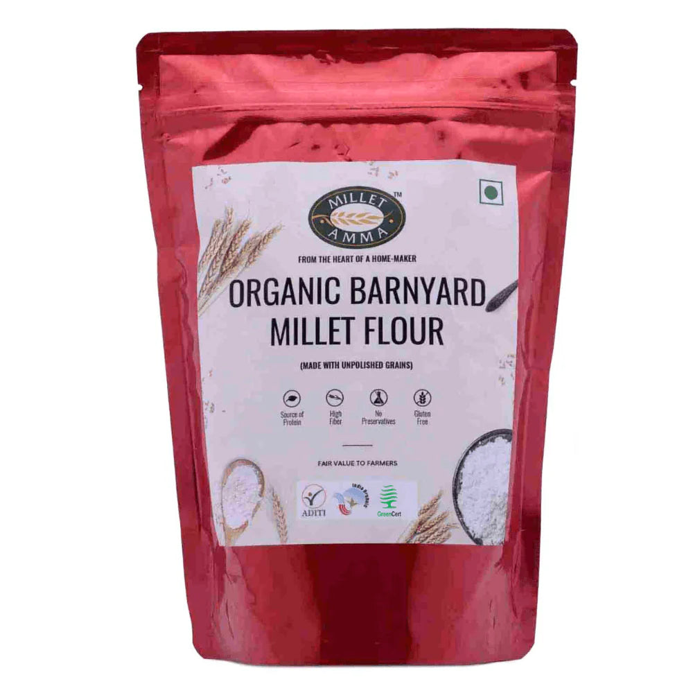 Flour | Barnyard Millet Flor - Made With Unpolished Grains - Vegan &amp; Gluten Free – Millet Amma – 500gm