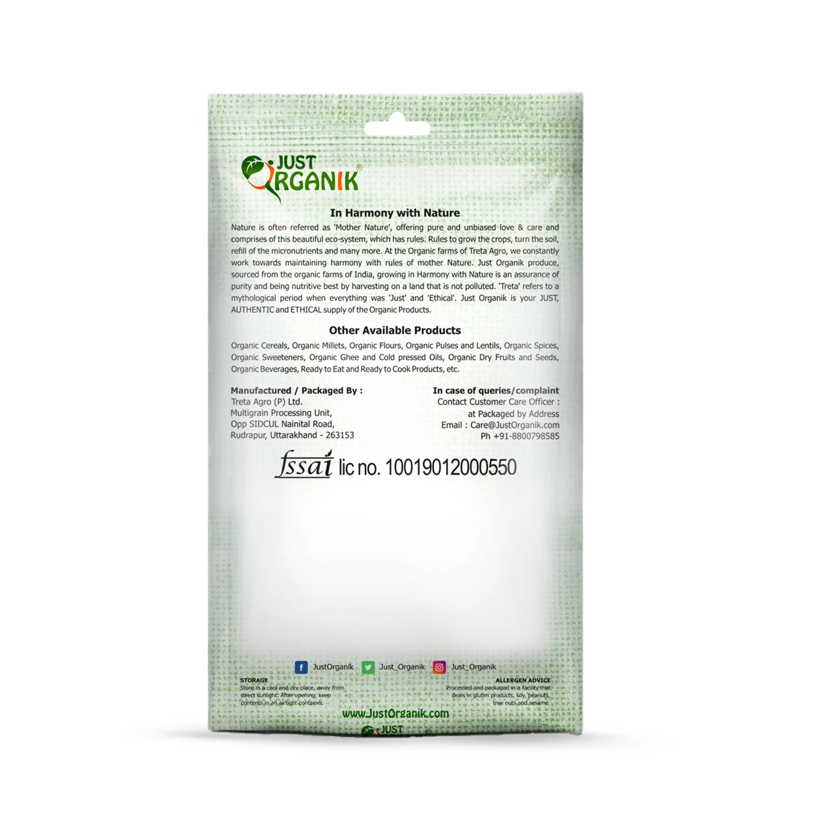 Rice | Basmati Rice - USDA Organic - Just Organik - 500gm