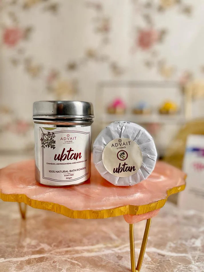Bath Powder | Chandan, Ashwagandha And Moringa Leaf - Natural - Cruelty Free, No Added Preservatives, Soap Free &amp;amp; No Added Chemical - Advait Living - 150gm