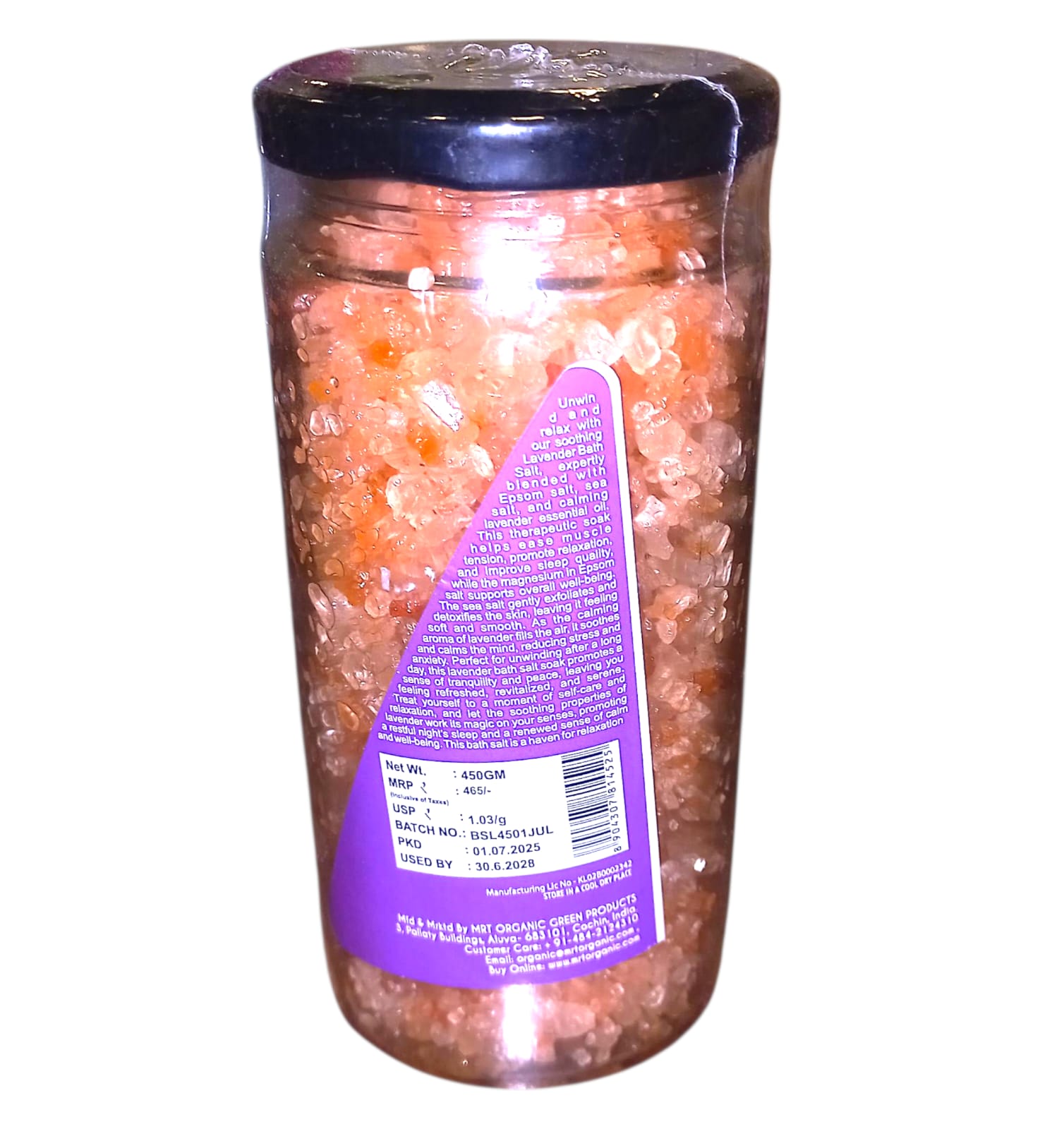 Bath Salts | Lavender Bath Salts (Made With 100% Organic Lavender Essential Oil) - Mrt Organic - 450gm