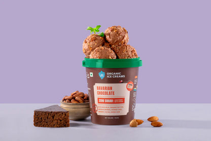 Ice Cream | Bavarian Chocolate Ice Cream (Zero Sugar, Sweetened with Stevia ) - Made From Desi Milk , Gondh Gum, Organic Butter, Nutty Vanilla, Bavarian Chocolate  - Churned with authentic &amp; Real Ingredients - Iceberg Organic Ice Cream - 750ml