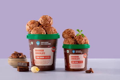 Ice Cream | Bavarian Chocolate Ice Cream (Zero Sugar, Sweetened with Stevia ) - Made From Desi Milk , Gondh Gum, Organic Butter, Nutty Vanilla, Bavarian Chocolate  - Churned with authentic &amp; Real Ingredients - Iceberg Organic Ice Cream - 750ml
