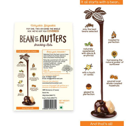 Bean To Nutters Chocolate Coated Hazelnuts – Vegan, Gluten Free &amp;amp; Sugar Free – Pink Harvest – 100gm,