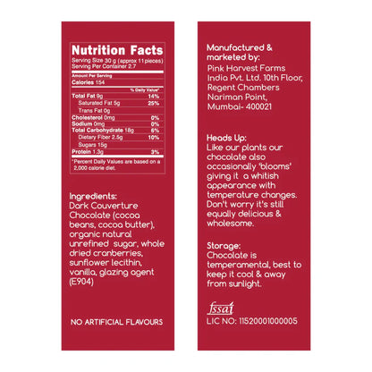 Chocolate Coated | Bean To Berries - Chocolate Coated Cranberries - Vegan, No Oil &amp; No Refined Sugar - Pink Harvest - 80gm