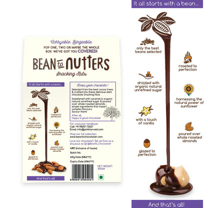 Bean To Nutters - Chocolate Coated Almond - Vegan, Gluten Free &amp; Unrefined Sugar – Pink Harvest – 100gm