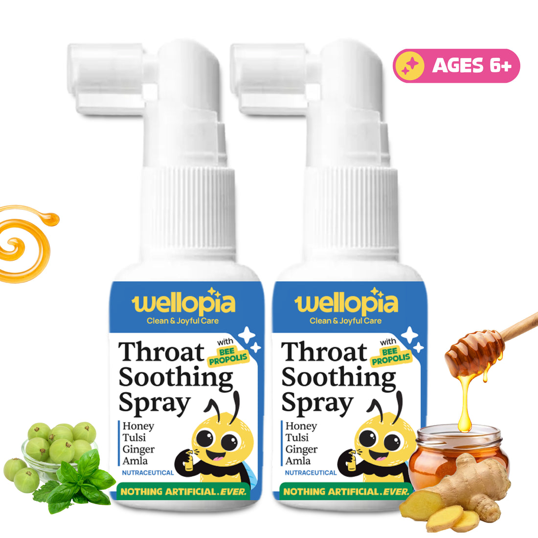Propolis Throat Soothing Spray (Ages 6+)  - Throat Spray - Bee Propolis- No Artificial Preservatives-No Refined Sugar - Natural Flavoured - Wellopia - 30ml
