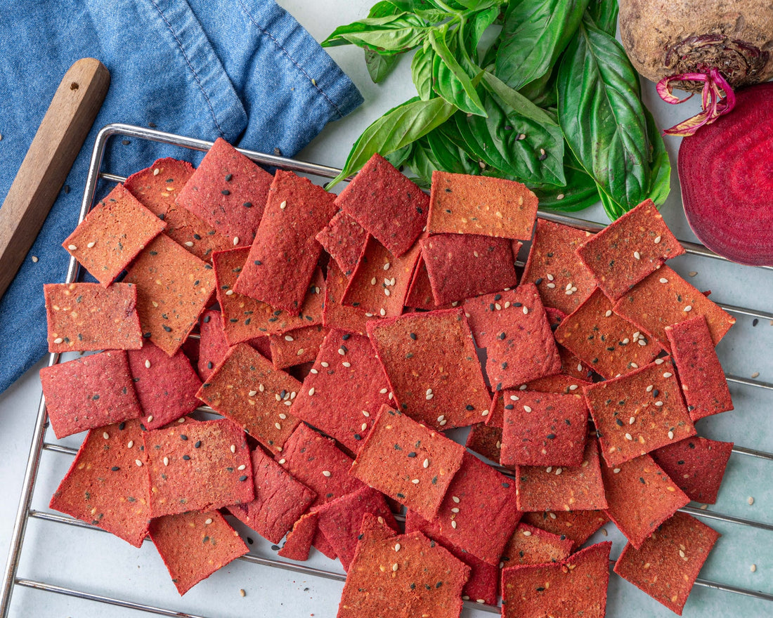 Beet Oat Cracker | Oven Baked - Vegan, No Added Preservatives, Iron Rich &amp; Diabetic Friendly - Bites Of Bliss - 115gm