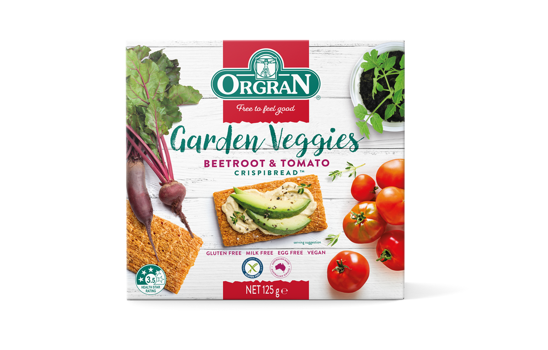 Beetroot & Tomato Crispbread | Garden Veggies – Vegan, Gluten Free, Egg Free & Milk Free – Orgran – 125gm
