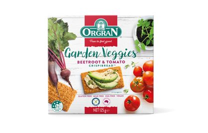 Beetroot &amp;amp; Tomato Crispbread | Garden Veggies – Vegan, Gluten Free, Egg Free &amp;amp; Milk Free – Orgran – 125gm
