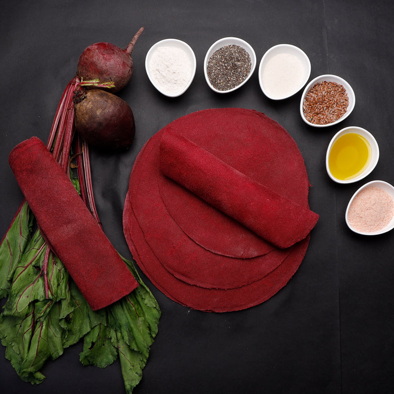 Beetroot Roti | Wrap - Tortilla - Vegan, Gluten Free, Grain Free, No Maida, No Gmo, Diabetic Friendly &amp;amp; Zero Trans Fat - Get Sorted - (Pack Of 5) - 300gm