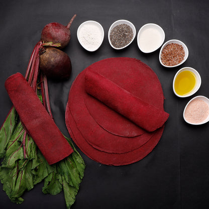 Beetroot Roti | Wrap - Tortilla - Vegan, Gluten Free, Grain Free, No Maida, No Gmo, Diabetic Friendly &amp;amp; Zero Trans Fat - Get Sorted - (Pack Of 5) - 300gm
