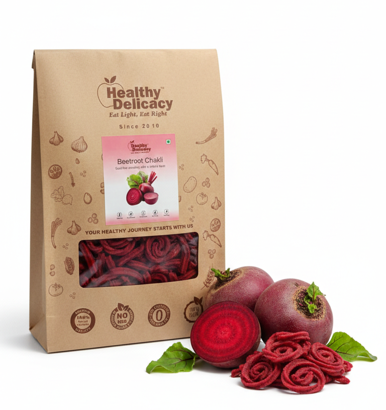 Chakli | Beetroot Chakli - Vegan, Gluten Free  Snacking With Natural Twist - Zero Cholesterol-No Preservative-No Trans Fat- High Energy -Healthy Delicacy-210gm