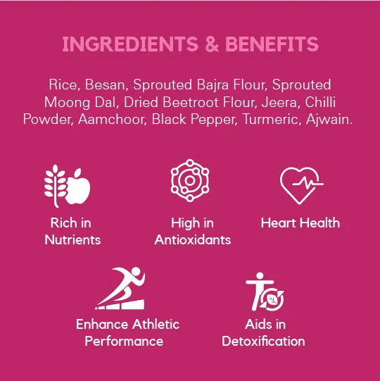 Chilla Mix | Beetroot Chilla Mix - 100% Whole Grain - Naturally Gluten Free, Preservatives Free, High In Protein - Earthy Origins - 250gm