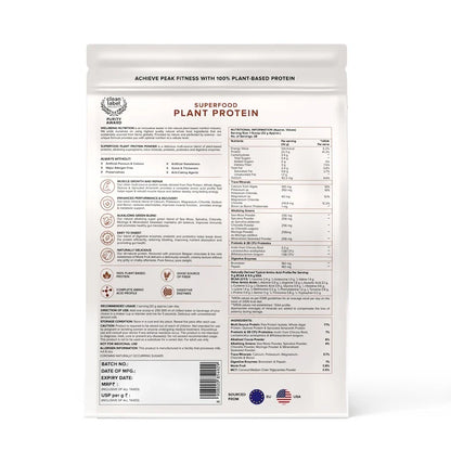 Protein Powder | Plant Protein - Belgian Dark Chocolate – 22gm Plant Protein – Vegan, Gluten Free, Dairy Free &amp; Non GMO – Wellbeing Nutrition – 907gm