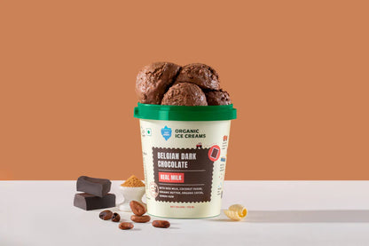 Ice Cream | Belgian Dark Chocolate Ice Cream (Made From Real Milk, Gondh Gum, Organic Butter, Belgian Dark Chocolate ) - Churned with authentic &amp; Real Ingredients - Iceberg Organic Ice Cream - 750ml
