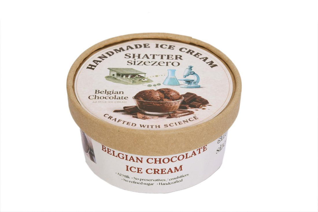 Ice Cream | Belgian Chocolate Ice Cream (A2 Milk) - Handmade Ice Cream (Crafted With Science)-No Preservatives, Emulsifiers, Refined Sugar  - Shatter Sizezero