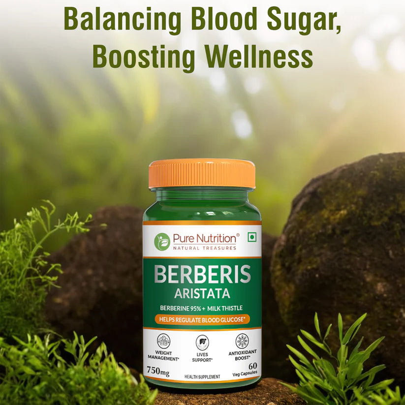 Berberis Aristata | Berberine 95% + Milk Thistle – Helps Regulate Blood Glucose – Weight Management – No Added Synthetic Additives – Pure Nutrition – 60 Veg Capsules