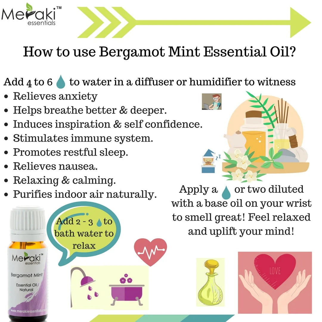 Bergamot Mint Essential Oil (Mentha Citrata) - Natural - Indian - Meraki Essentials - 10ml