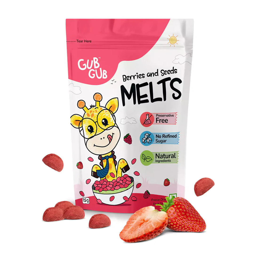 Melts | (Berries & Seeds Melts) - 12+ Months - All Natural Ingredients - No Added Preservatives & No Refined Sugar - GUB GUB - Pack Of 1