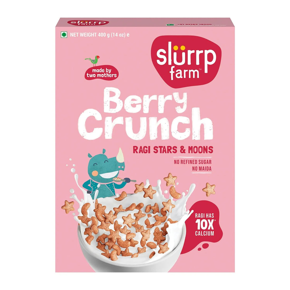 Millet Crunch Cereal – Strawberry Stars and Moons – No Added Refined Sugar - Slurrp Farm – 400gm