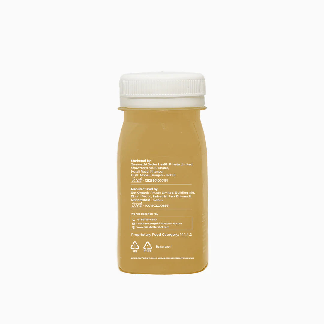 Better Digest | Your Daily Fix For A Happy Gut - Coconut Water - Pineapple - Apple Cider Vinegar - Ginger - Lemon - Bacillus Coagulans - Cold Pressed - Vegan, Gluten Free, Non GMO, No Added Sugar &amp; Preservatives Free - Better Shot - 100ml