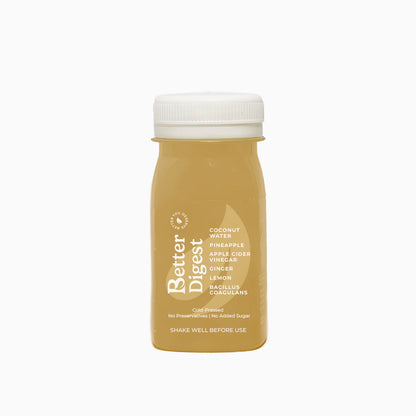Better Digest | Your Daily Fix For A Happy Gut - Coconut Water - Pineapple - Apple Cider Vinegar - Ginger - Lemon - Bacillus Coagulans - Cold Pressed - Vegan, Gluten Free, Non GMO, No Added Sugar &amp; Preservatives Free - Better Shot - 100ml