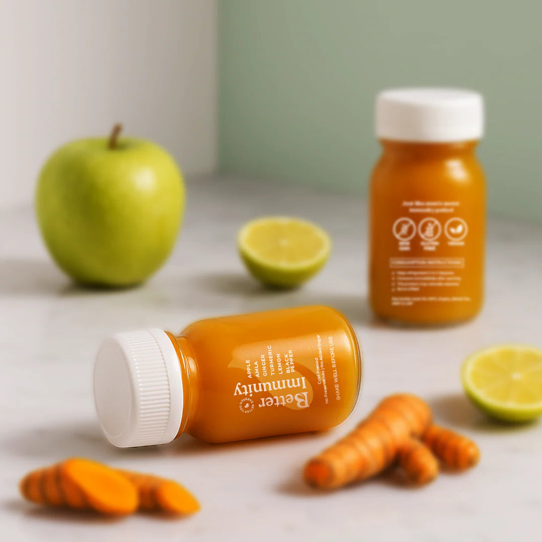 Better Immunity | Just Like Mom’s Secret Immunity Potion - Apple - Amla - Ginger - Turmeric - Lemon - Black Pepper - Cold Pressed - Vegan, Gluten Free, Non GMO, No Added Sugar &amp; Preservatives Free - Better Shot - 100ml