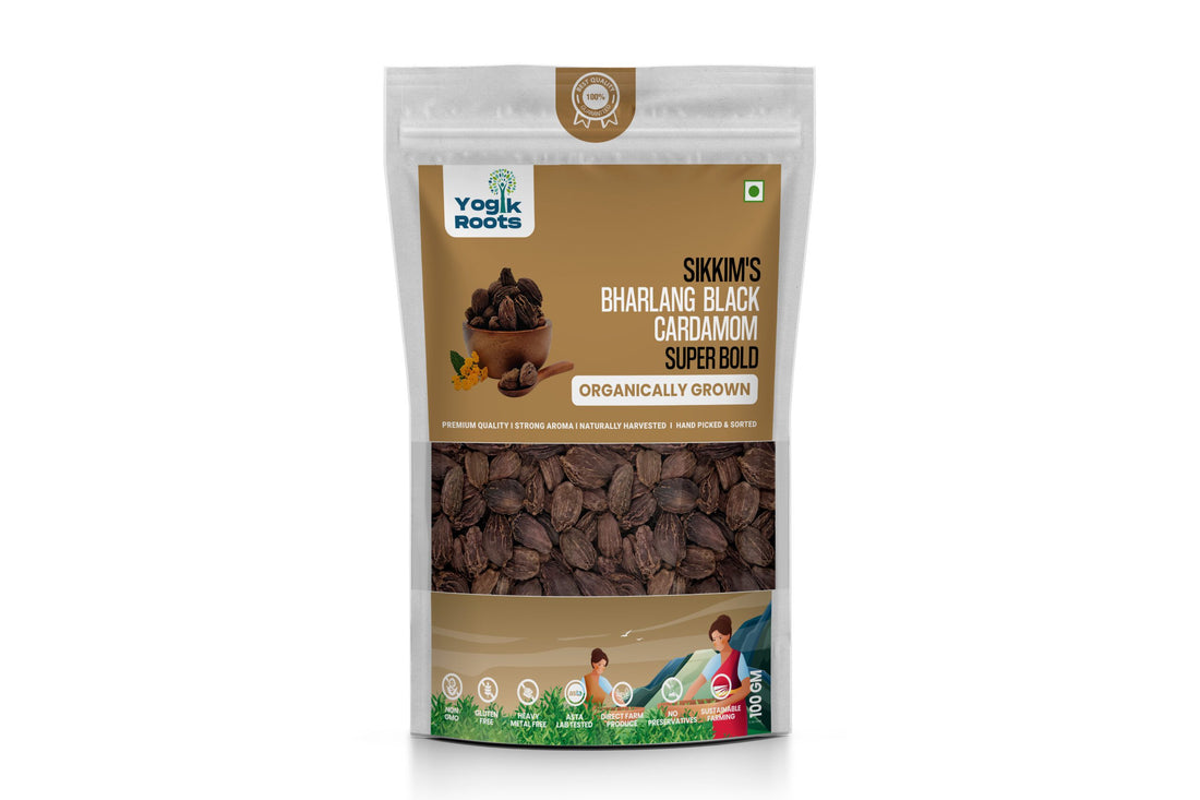 Black Cardamom | Bharlang (Sikkim) - Super Bold - Organically Grown - Strong Aroma - Naturally Harvested - Gluten Free, Non Gmo, Residue Free &amp;amp; No Added Preservatives - Yogik Roots - 100gm