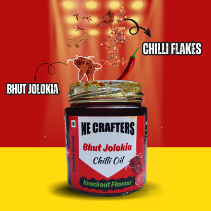 Chilli Oil | Bhut Jolokia Chilli Oil (Knockout Flavour) - Cold Pressed Oil - No Added Preservatives Or Flavour - Ne Crafters - 100gm