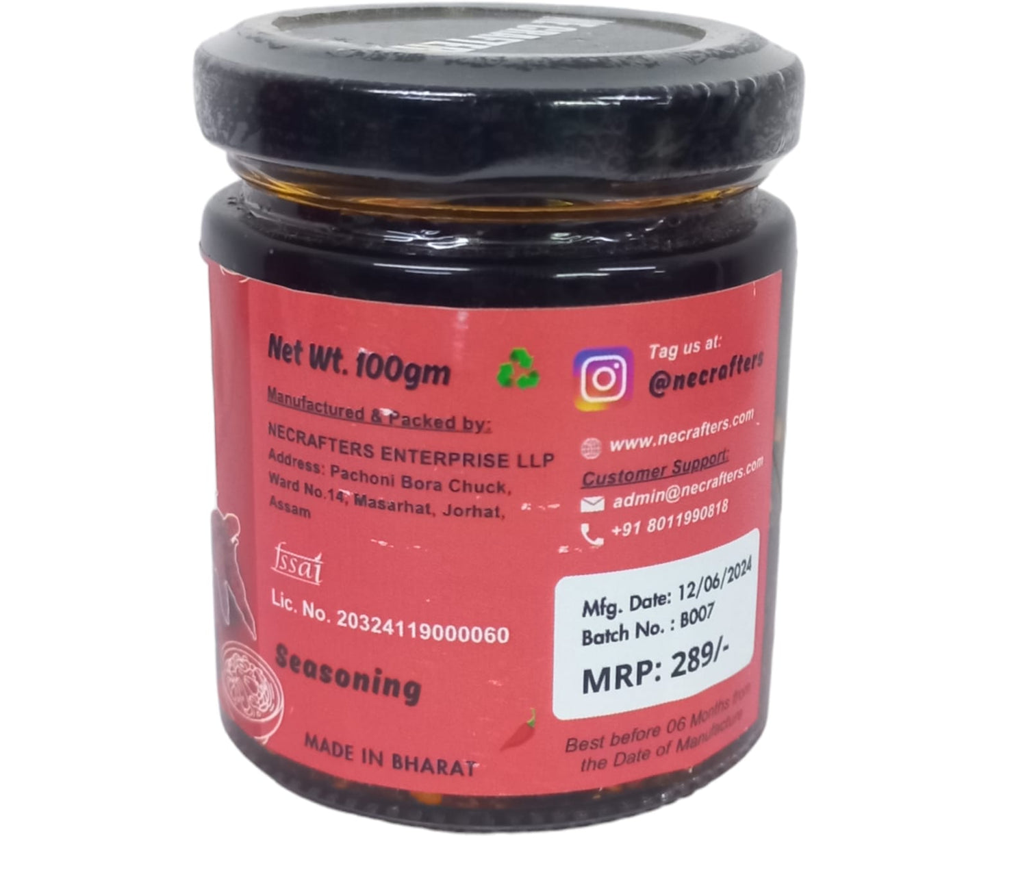 Chilli Oil | Bhut Jolokia Chilli Oil (Knockout Flavour) - Cold Pressed Oil - No Added Preservatives Or Flavour - Ne Crafters - 100gm