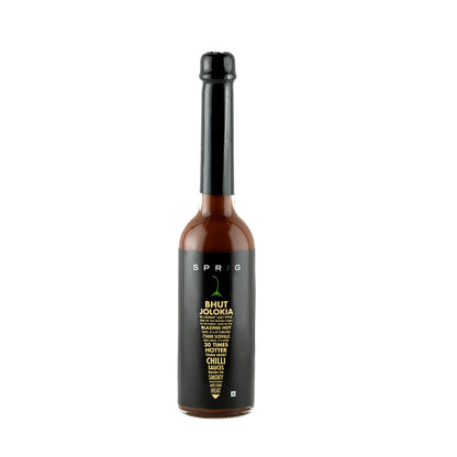 Chilli Sauce | Bhut Jolokia Extra Hot Chilli Sauce - Vegan, Gluten Free &amp; No Added Sugar - Sprig - 120gm