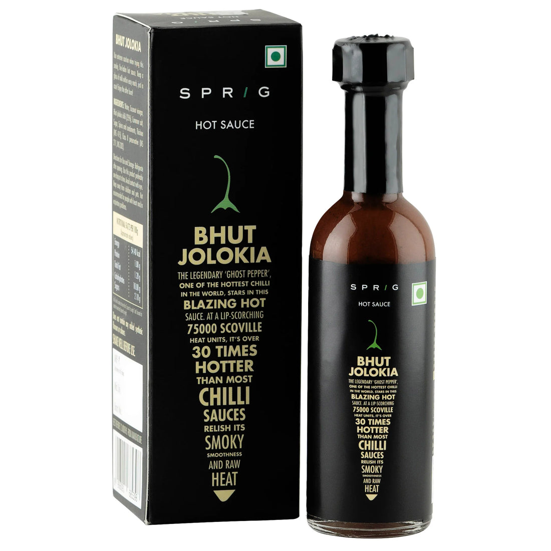 Chilli Sauce | Bhut Jolokia Extra Hot Chilli Sauce - Vegan, Gluten Free &amp; No Added Sugar - Sprig - 120gm