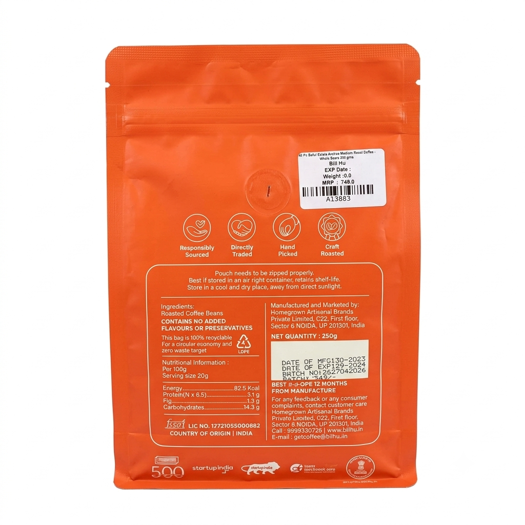 Coffee | Monsooned Malabar (Roasted Beans) - Medium Light Roast -Unwashed Arabica-Craft Roasted– Bili Hu – 250gm