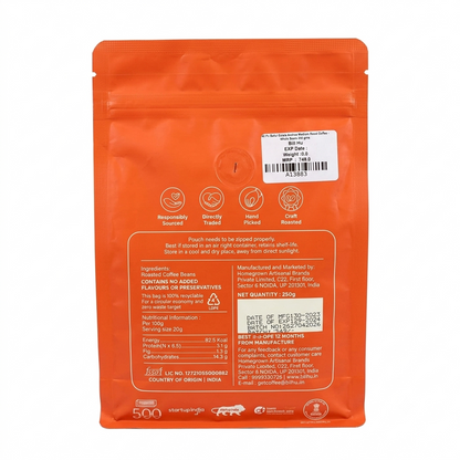 Coffee | Monsooned Malabar (Roasted Beans) - Medium Light Roast -Unwashed Arabica-Craft Roasted– Bili Hu – 250gm
