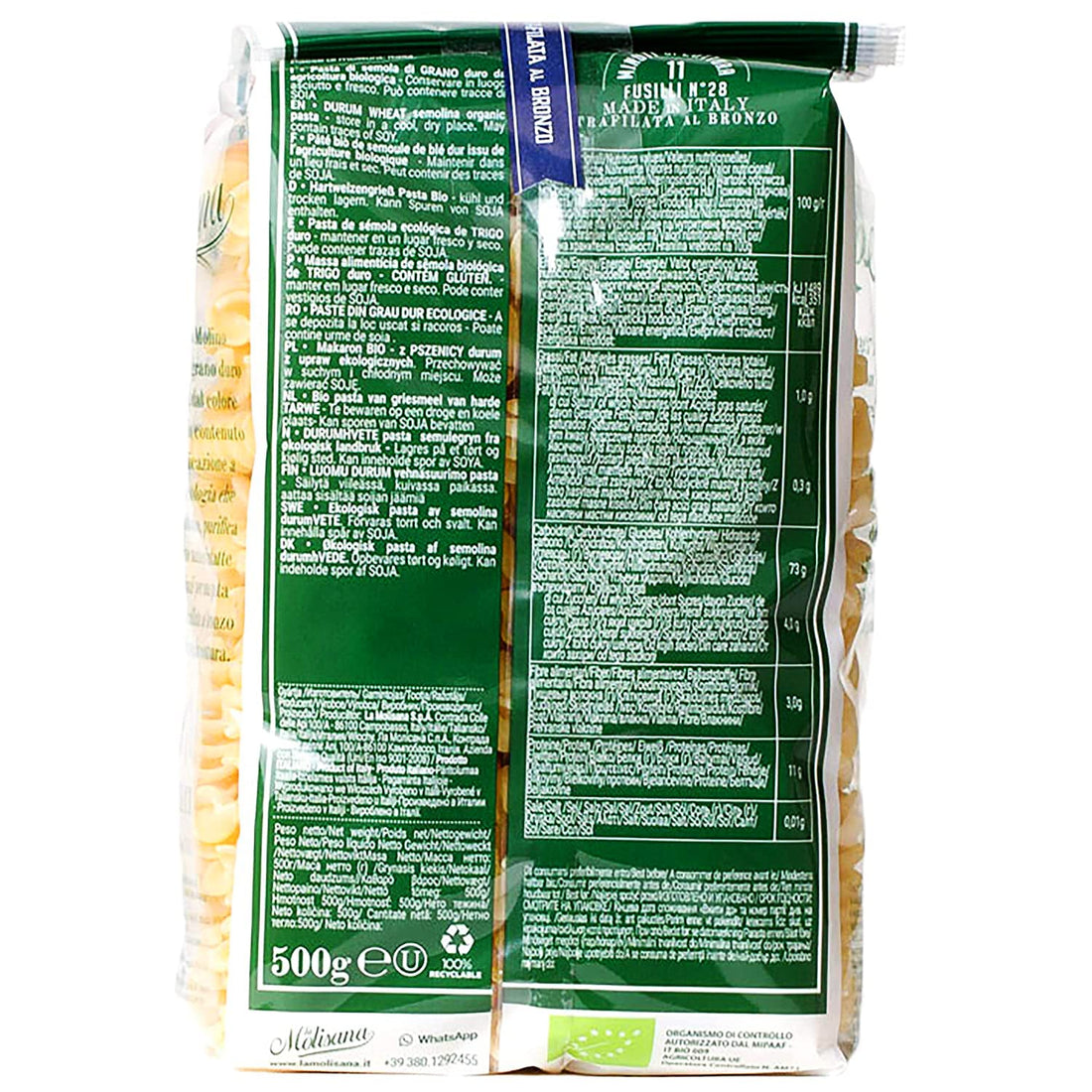 Bio Organic Fusilli Pasta - La Molisana - 500gm