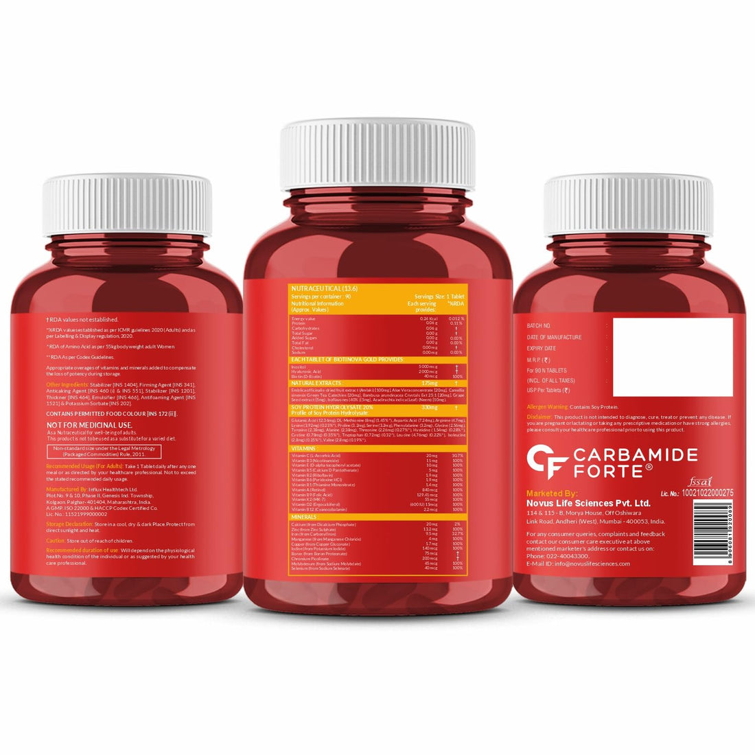 Biotin | Biotin Multivitamin &amp; Amino Acids - 50 Ingredients - Supports Healthy Hair &amp; Skin - Carbamide Forte - 90 Tablets