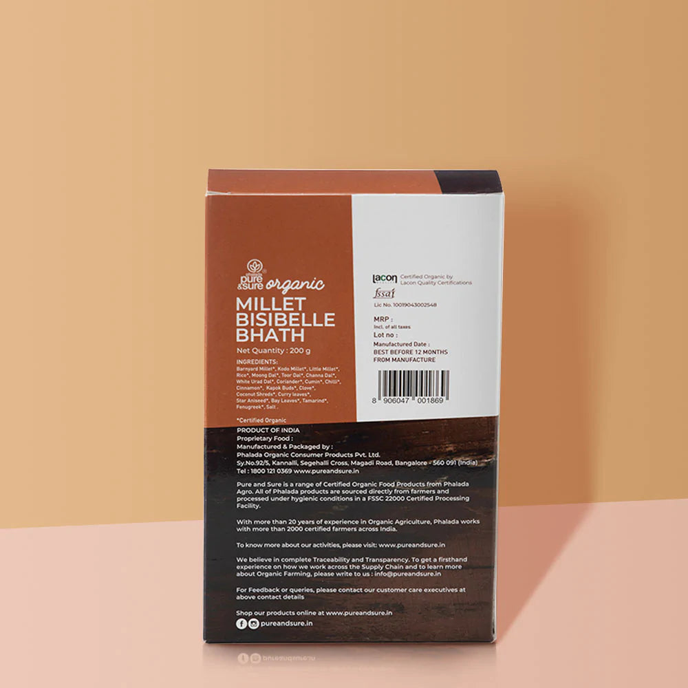 Bisi Belebath Millet - Ready To Cook – Organic - Indian - Pure And Sure - 200gm