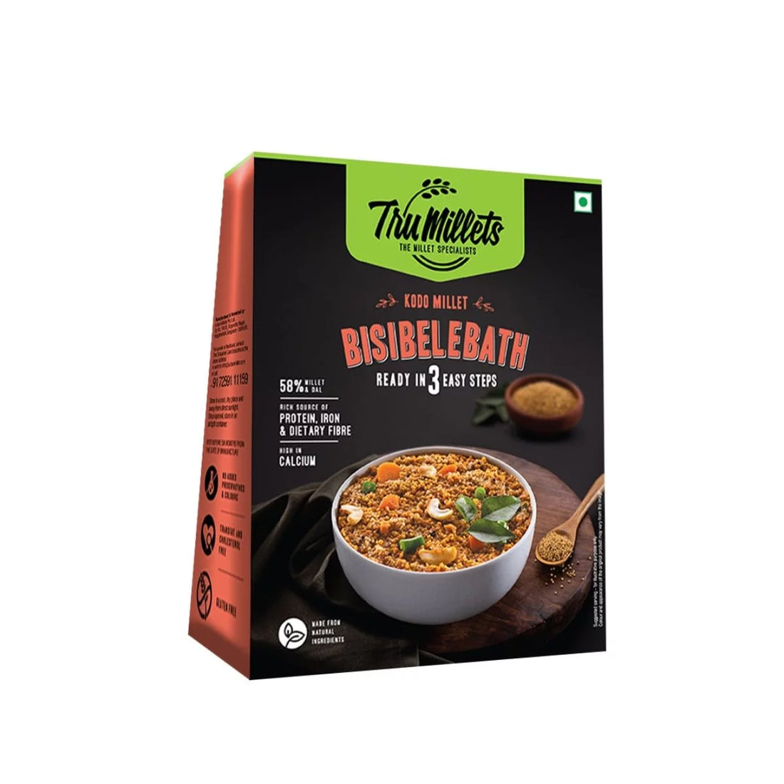 Bisibelebath | Kodo Millet Bisibelebath - High In Protein, Iron &amp; Dietary Fibre - TruMillets - 250gm