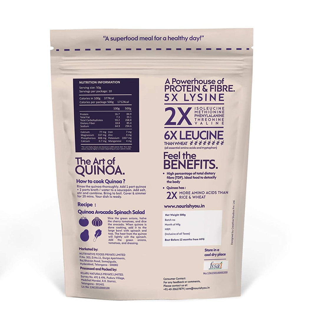 Black Colour Quinoa Seeds - Vegan, Gluten Free, Powder House Of Protein &amp;amp; Fibre - Nourish You - 500gm