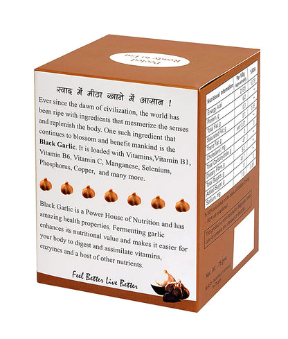 Black Garlic - Ready To Eat Peeled Cloves; Fermented, Non-Pungent &amp;amp; Great Taste - Kasaya Essential - 75gm